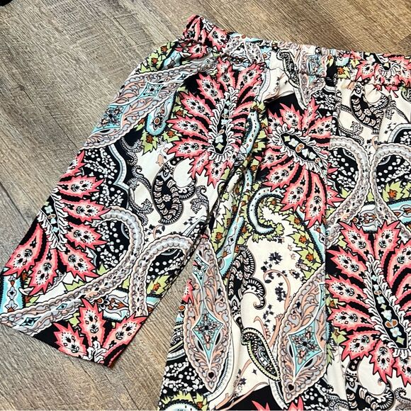ECI New York Boho Off Shoulder Paisley Handkerchief Hem Blouse L Large - Picture 7 of 8